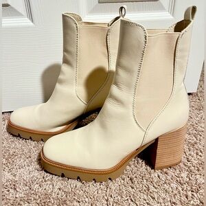 Sam Edelman Rollins Leather Lug Sole Boots | Size 9 M | Ivory Chunky Y2K